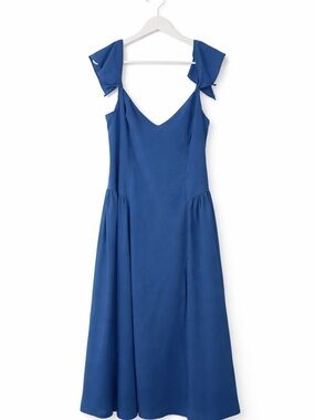Abercrombie and Fitch Blue Tie Strap Maxi Dress Size XL Flutter Sleeve Summer